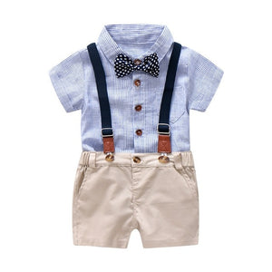 Newborn Baby Boys Gentleman Clothes Sets 2Pcs Tops+Shorts