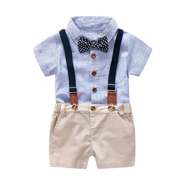 Newborn Baby Boys Gentleman Clothes Sets 2Pcs Tops+Shorts