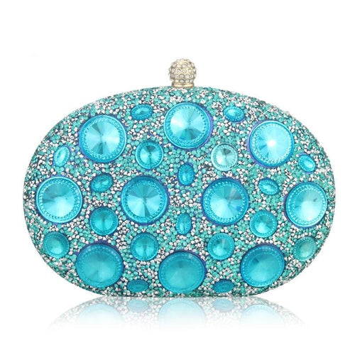 Peafowl Giant Light Blue Rhinestones Women Evening Bags