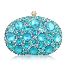 Load image into Gallery viewer, Peafowl Giant Light Blue Rhinestones Women Evening Bags