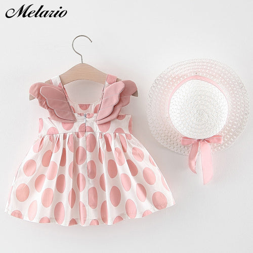 Melario Baby Girls Dresses With Hat 2pcs Clothes Sets.