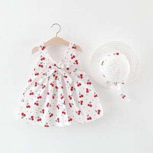 Melario Baby Girls Dresses With Hat 2pcs Clothes Sets.