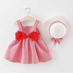 Melario Baby Girls Dresses With Hat 2pcs Clothes Sets.