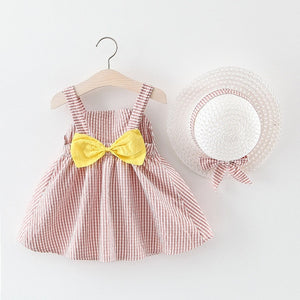 Melario Baby Girls Dresses With Hat 2pcs Clothes Sets.