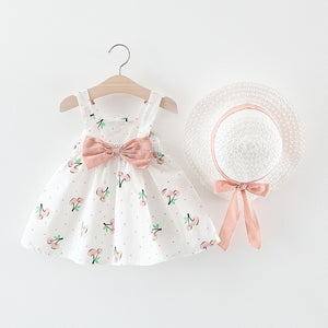 Melario Baby Girls Dresses With Hat 2pcs Clothes Sets.