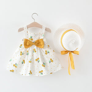 Melario Baby Girls Dresses With Hat 2pcs Clothes Sets.