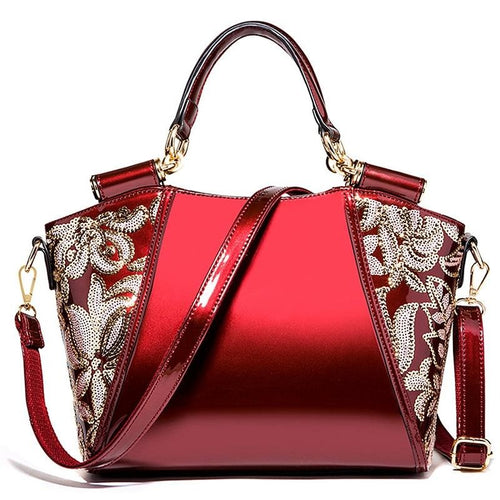 JJDXBPPDD Women Bags Shoulder Handbags Large Capacity Women's Handbags Shoulder Messenger bags Floral Luxury Patent Leather Bag