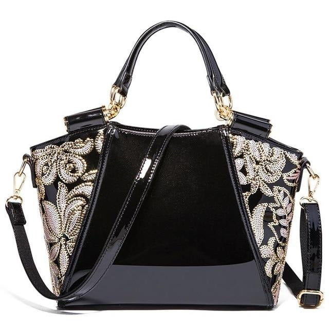 JJDXBPPDD Women Bags Shoulder Handbags Large Capacity Women's Handbags Shoulder Messenger bags Floral Luxury Patent Leather Bag