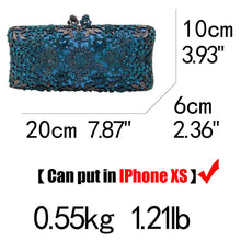 Load image into Gallery viewer, Boutique De FGG Turquoise Blue Women Crystal Clutch Evening Bag Bridal Wedding Party Dinner Diamond Minaudiere Handbag Purse