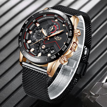 Load image into Gallery viewer, 2019 New LIGE Blue Casual Mesh belt Fashion Quartz Gold Watch Mens Watches Top Brand Luxury Waterproof Clock Relogio Masculino