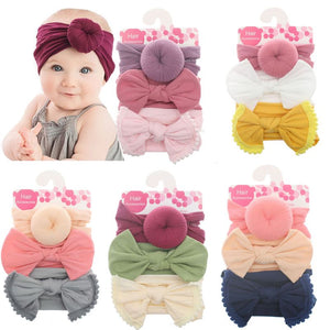 3pcs/Set New Solid Nylon Headband Bow