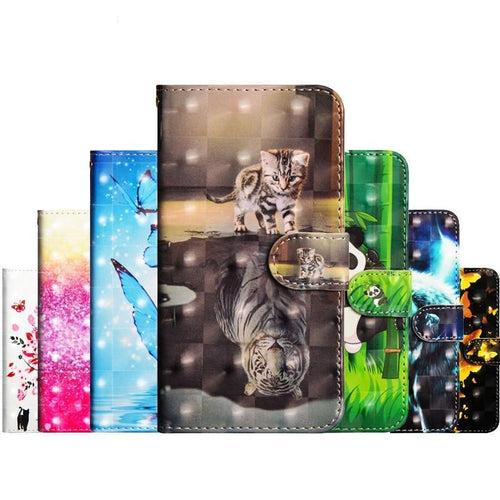 Flip Leather Case on For Fundas Samsung Galaxy A10 A20 A30 A40 Case For Samsung A50 A70 Cover 3D panda Wallet Phone Cases