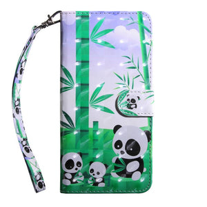 Flip Leather Case on For Fundas Samsung Galaxy A10 A20 A30 A40 Case For Samsung A50 A70 Cover 3D panda Wallet Phone Cases