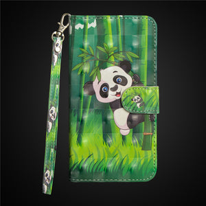 Flip Leather Case on For Fundas Samsung Galaxy A10 A20 A30 A40 Case For Samsung A50 A70 Cover 3D panda Wallet Phone Cases