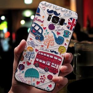 3D Flower Emboss Case For Samsung Galaxy Case Soft TPU