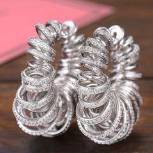 Load image into Gallery viewer, Luxury Bamboo Knot Cubic Zircon Statement Big Hoop Earrings