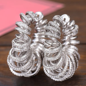 Luxury Bamboo Knot Cubic Zircon Statement Big Hoop Earrings