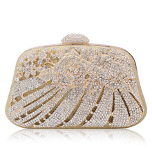 Load image into Gallery viewer, New Style Metallic Hollow Out Crystal Floral Women Evening Clutch Bag