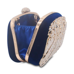 New Style Metallic Hollow Out Crystal Floral Women Evening Clutch Bag