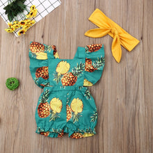 Load image into Gallery viewer, Newborn Baby Girl Clothes Fly Sleeve Ruffle Romper Jumpsuit Headband 2PCS Outfits Set