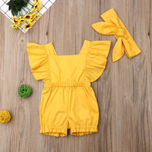 Load image into Gallery viewer, Newborn Baby Girl Clothes Fly Sleeve Ruffle Romper Jumpsuit Headband 2PCS Outfits Set