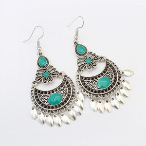 Poem snow Metal crescent fringed Earrings