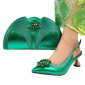 Purple color Fashion Italian Shoes With Matching Clutch Bag Hot African Big Wedding With High Heel Sandals and Bag Set