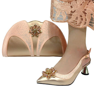 Purple color Fashion Italian Shoes With Matching Clutch Bag Hot African Big Wedding With High Heel Sandals and Bag Set