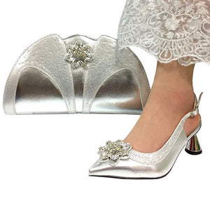 Purple color Fashion Italian Shoes With Matching Clutch Bag Hot African Big Wedding With High Heel Sandals and Bag Set