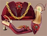 Purple color Fashion Italian Shoes With Matching Clutch Bag Hot African Big Wedding With High Heel Sandals and Bag Set