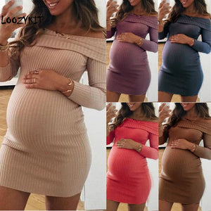 Loozykit 2019 Maternity Dress Autumn Winter Pregnancy Clothing