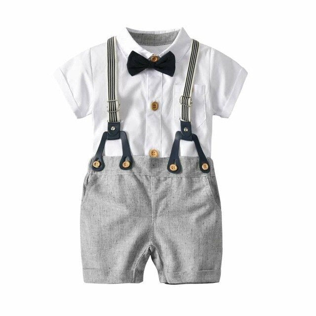 Summer Baby Boy Gentleman Clothes Sets Tie Fashion Wedding Party Boys Clothing Kids Infant Cotton Fashion