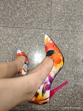 Load image into Gallery viewer, Colorful Ladies Floral Printing Shallow Slip On Pointed Toe