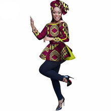 Load image into Gallery viewer, 2019 African Print Wax Shirt for Women Dashiki Long Sleeves Africa Clothing Plus Size Traditional African Clothing WY3121