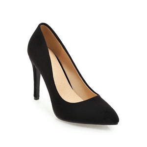 QUTAA 2020 Women Pumps Fashion Women Shoes Spring/autumn All Match Thin High Heel Pointed Toe Flock Wedding Pumps Size 34-43