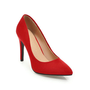 QUTAA 2020 Women Pumps Fashion Women Shoes Spring/autumn All Match Thin High Heel Pointed Toe Flock Wedding Pumps Size 34-43