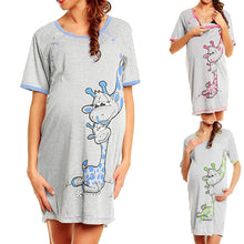 Load image into Gallery viewer, Cartoon Print Short sleeve Nightdress cotton Pregnant casual clothes.