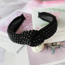 Load image into Gallery viewer, Black White Pearl Headbands for Women Cross Tie Hairbands Spanish Style Headwear Headband Knitted Hair Accessories