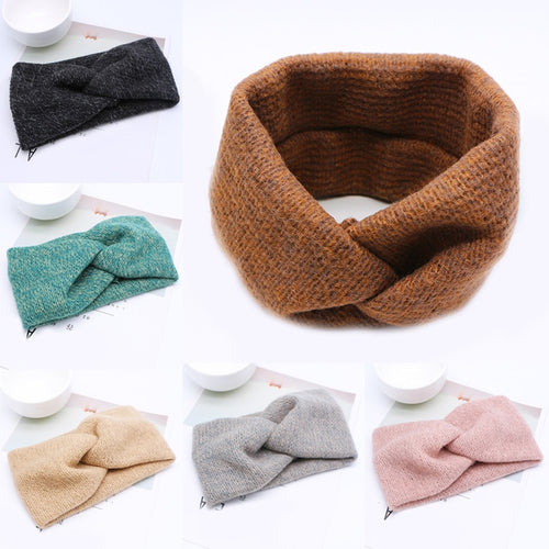 Hot 1PC Korea Women Woolen Headband Cross Hair Band Party Warm Weaving Elastic Fashion Hair Accessories 6 Colors