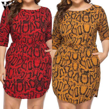 Load image into Gallery viewer, Womail dress woman Summer Sexy Plus Size O-Neck Half Sleeve Snake Skin Print party Daily Casual fashion NEW 2020 A26