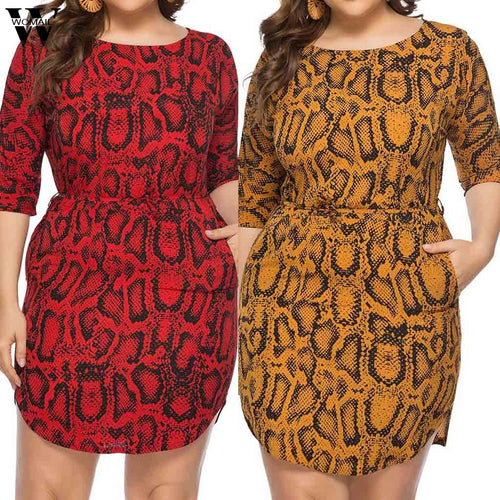 Womail dress woman Summer Sexy Plus Size O-Neck Half Sleeve Snake Skin Print party Daily Casual fashion NEW 2020 A26