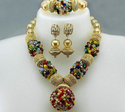 New Arrival 2019 African Beads Jewelry Set Fashion