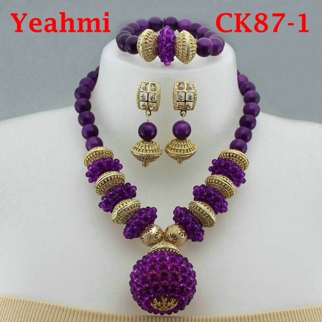 New Arrival 2019 African Beads Jewelry Set Fashion