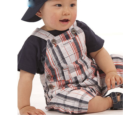 Baby  Summer Clothing Set Boy Plaid Overalls Suit