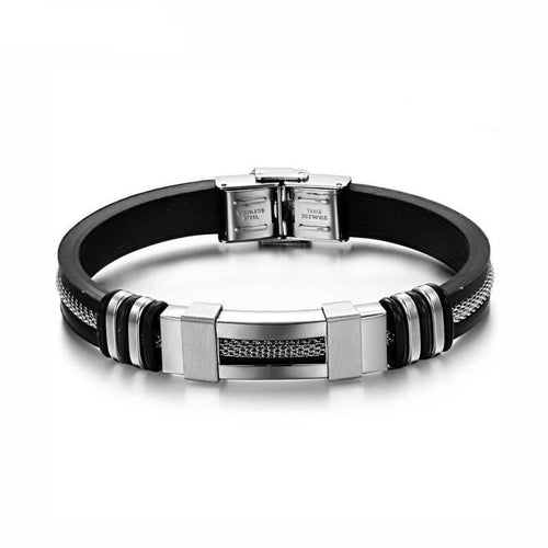 4 Color Stainless Steel Silicone Bracelet Men Jewelry WristBand