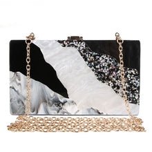 Load image into Gallery viewer, Acrylic Clutch Marble pattern evening luxury women clutch bag black white flap