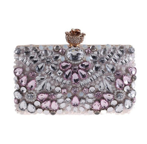 Luxy Moon Rhinestone Evening diamond clutches Pearls Beaded Clutch Purses