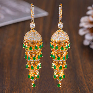 Luxury Trendy Long Tassel Rain Drop Dangle Earrings for Women Zircon CZ Crystal Earring