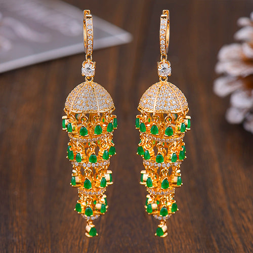 Luxury Trendy Long Tassel Rain Drop Dangle Earrings for Women Zircon CZ Crystal Earring