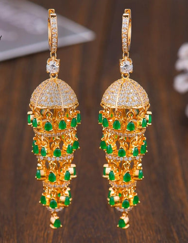 Full Mirco Pave Cubic Zirconia Engagement Statement Earrings Popular Long Tassel Dangle Earrings